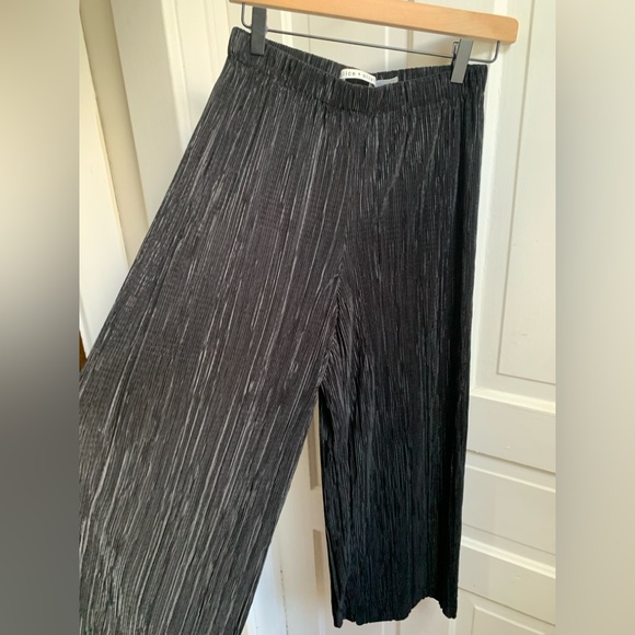 Alice + Olivia Metallic Wide Leg Elba Pants Black Size 4 - Picture 3 of 5